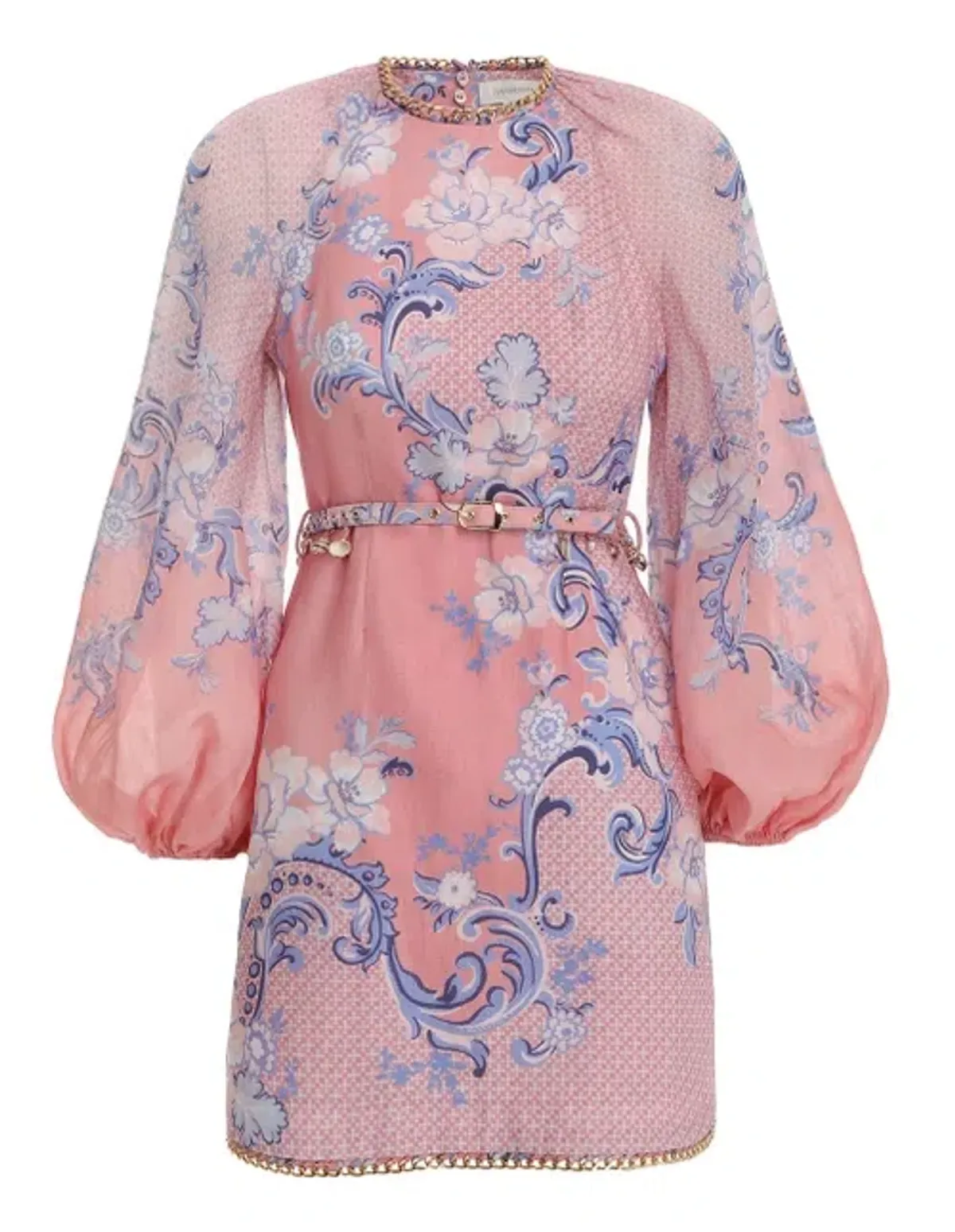 Zimmermann Postcard Mini Dress Swirl Floral Coral Size 1/Au 10 - Image 4