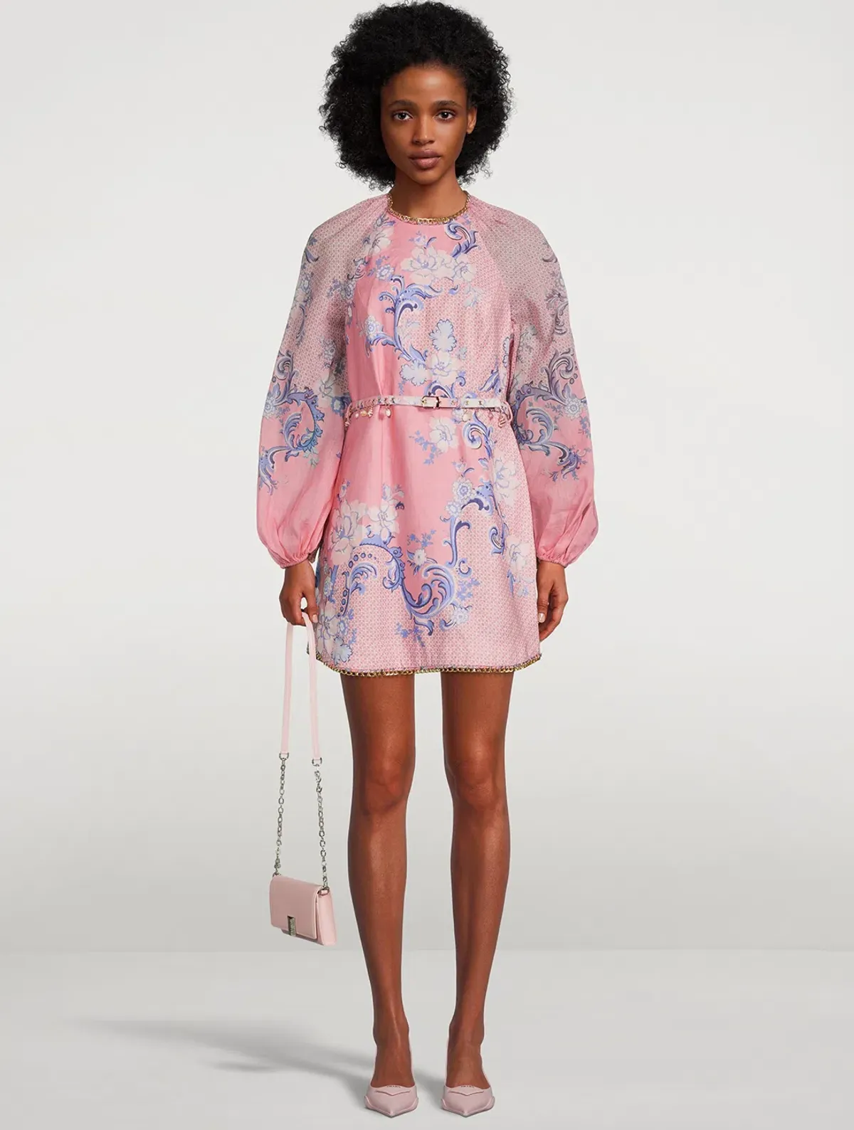 Zimmermann Postcard Mini Dress Swirl Floral Coral Size 1/Au 10 - Image 1