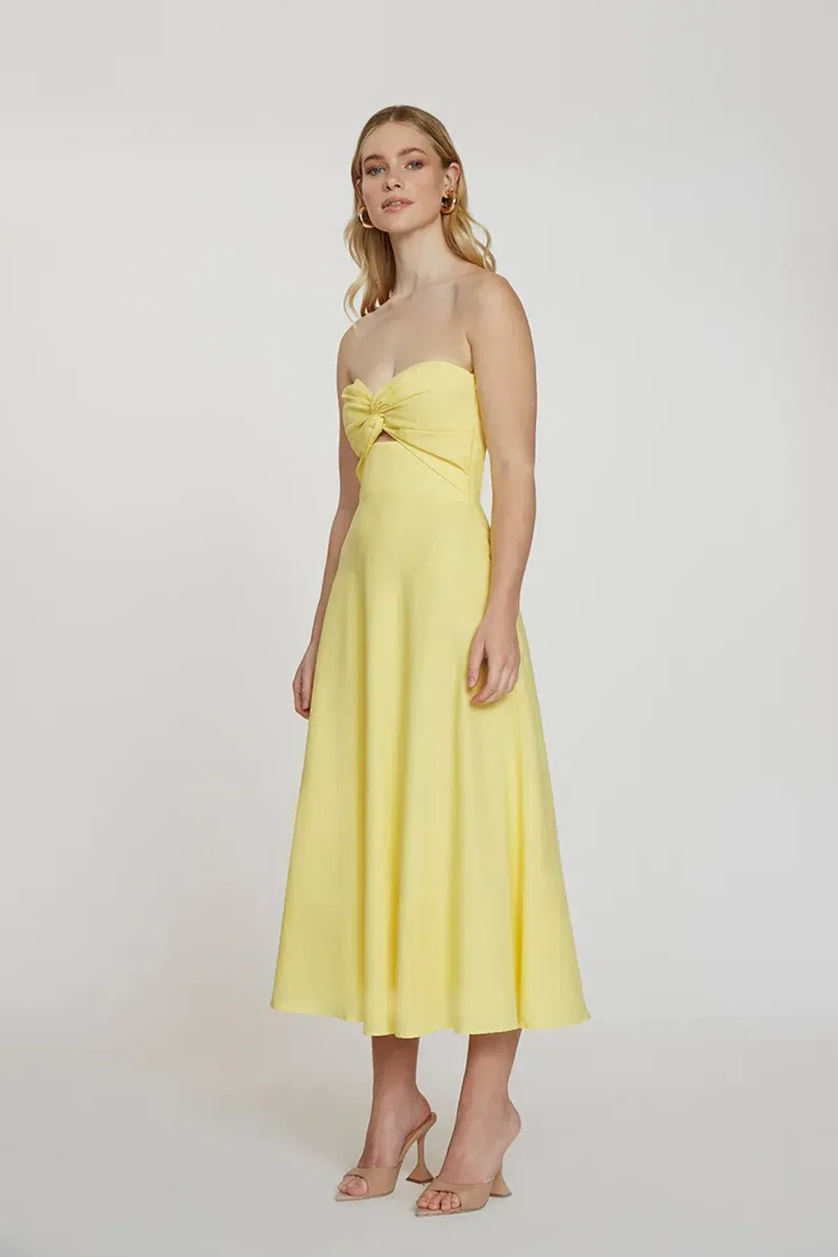By Johnny Penelope Strapless Midi Dress Lemon Size 10  - Image 1