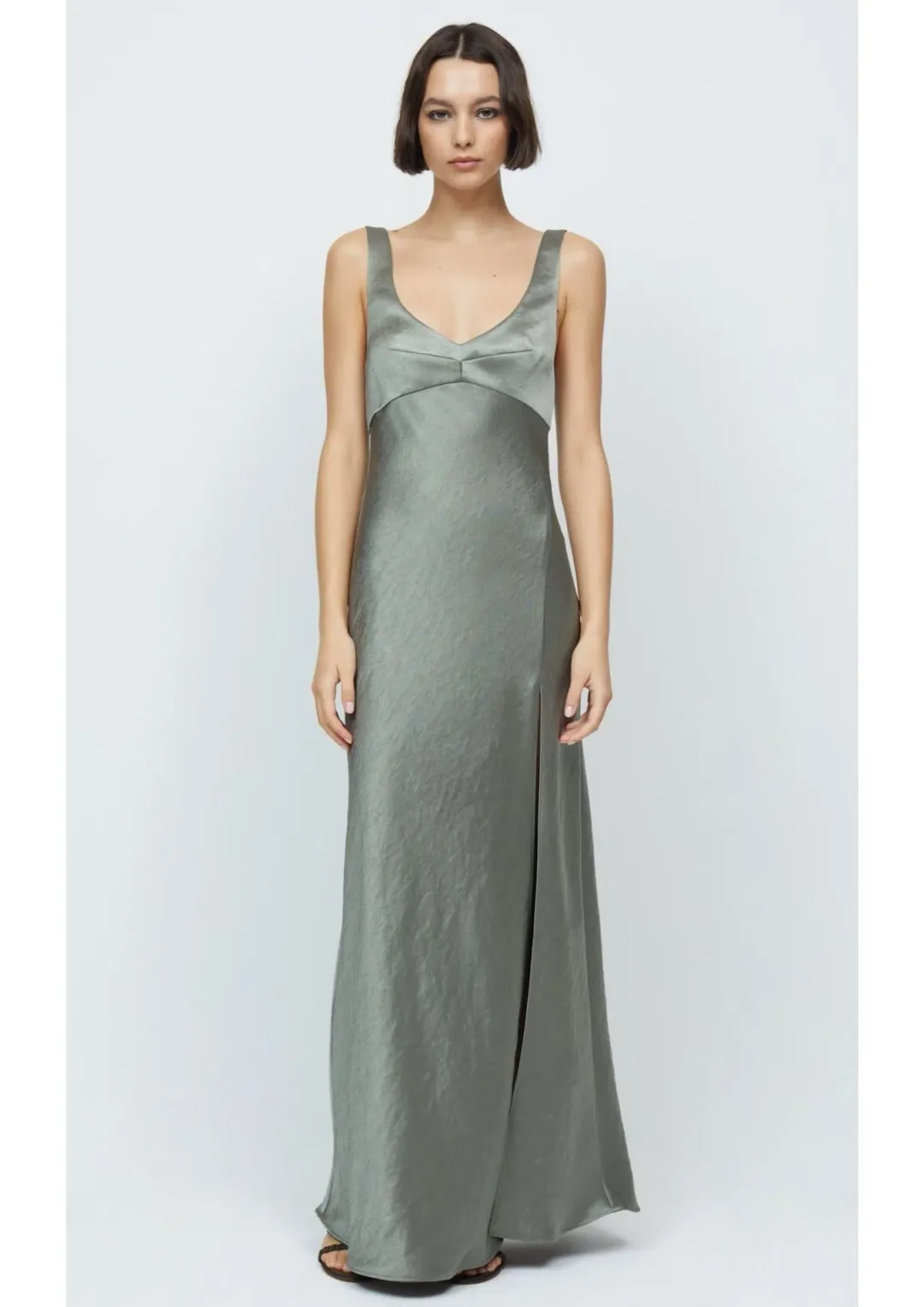 Bec & Bridge Nadia V Maxi Dress Olive Size 12 for rent on The Volte - main image