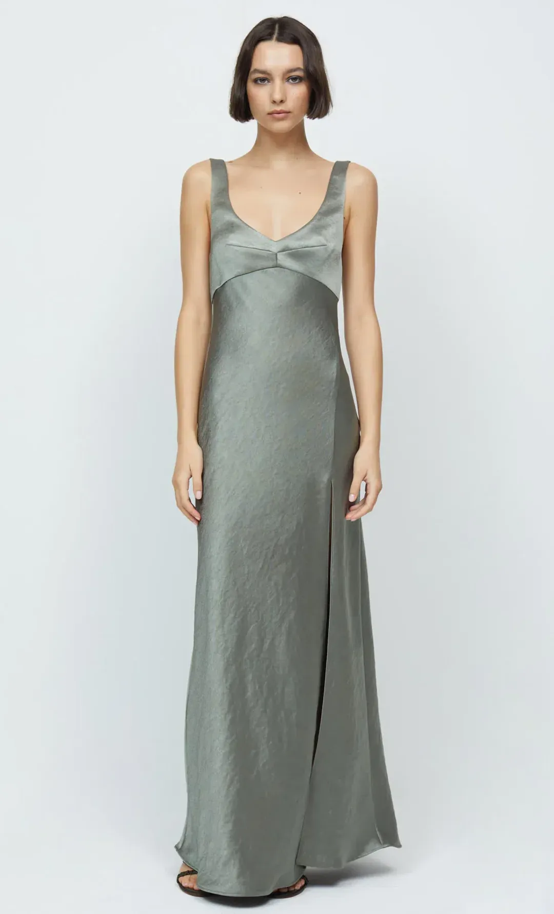 Bec & Bridge Nadia V Maxi Dress Olive Size 12 for rent on The Volte - main image