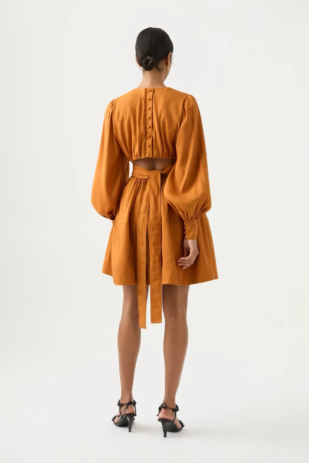 Aje Spectral V-Neck Mini Dress Chestnut Brown Size 10  for rent on The Volte - main image