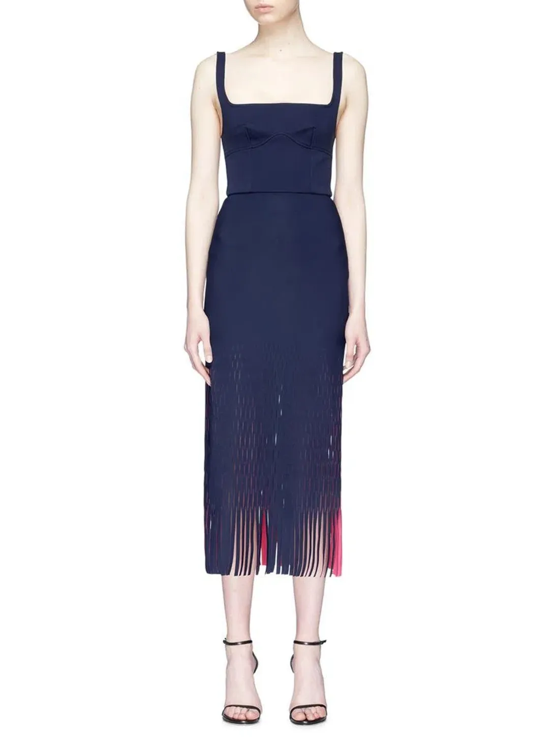 Dion Lee Perforated Bustier Dress Navy/Pink Size 12 for rent on The Volte - main image