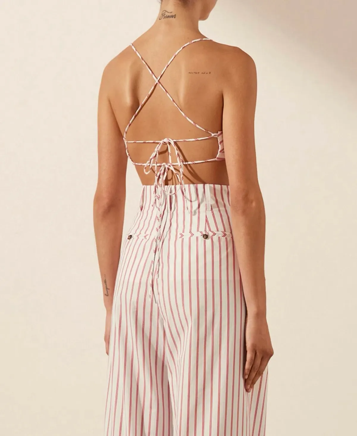 Shona Joy Tie Back Bralette & High Waist Pants Set Ribiero Size 6 - Image 4