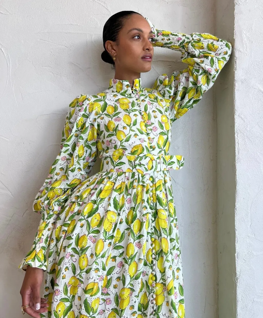 Palm Noosa Royal Flush Dress Lemon Print Size AU 6 for rent on The Volte - main image