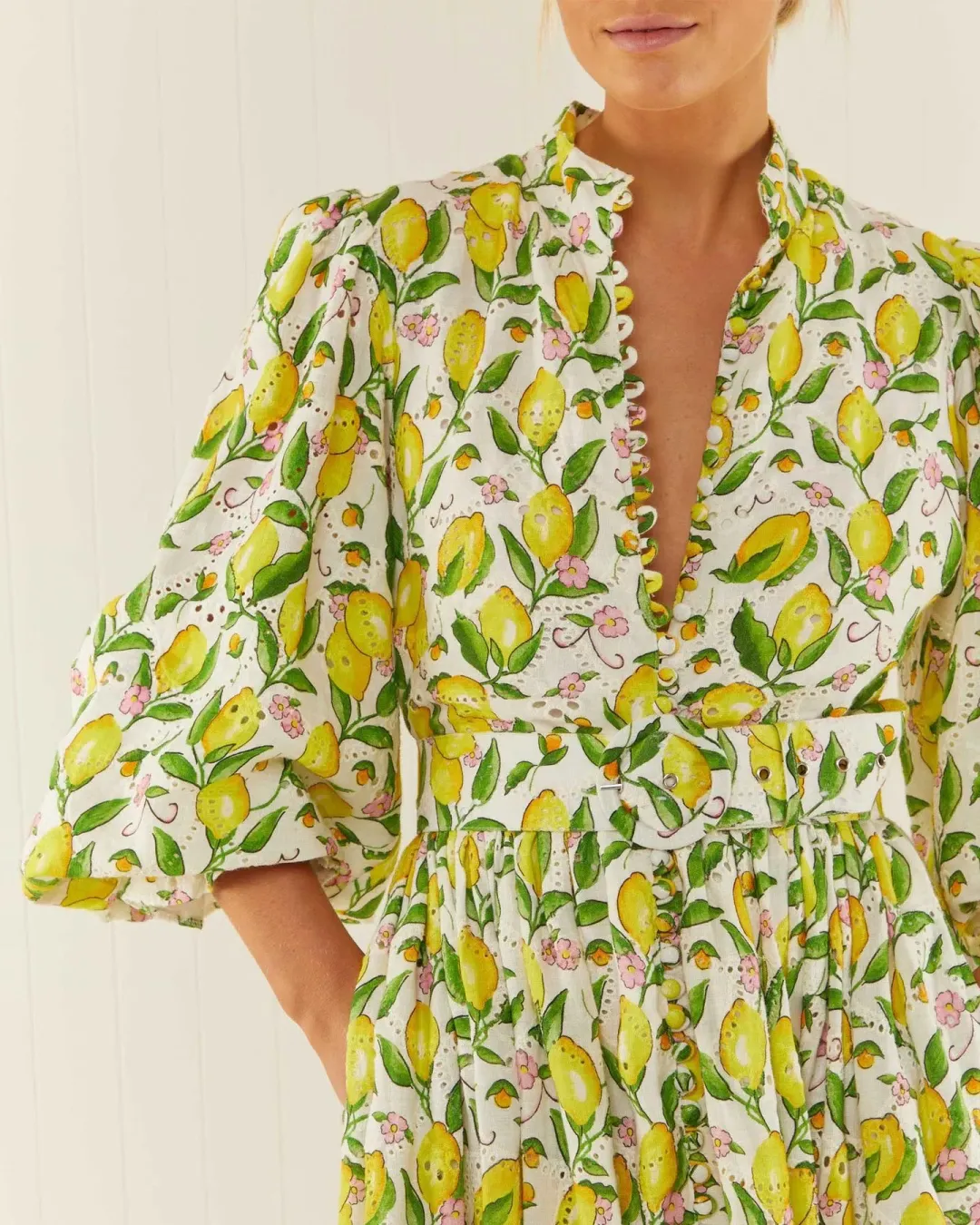 Palm Noosa Royal Flush Dress Lemon Print Size AU 6 for rent on The Volte - main image