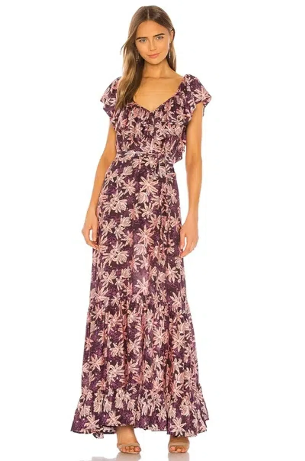 Sabina Musayev Long Dress Purple & Pink Floral Print Size Small / AU 8 - Image 1