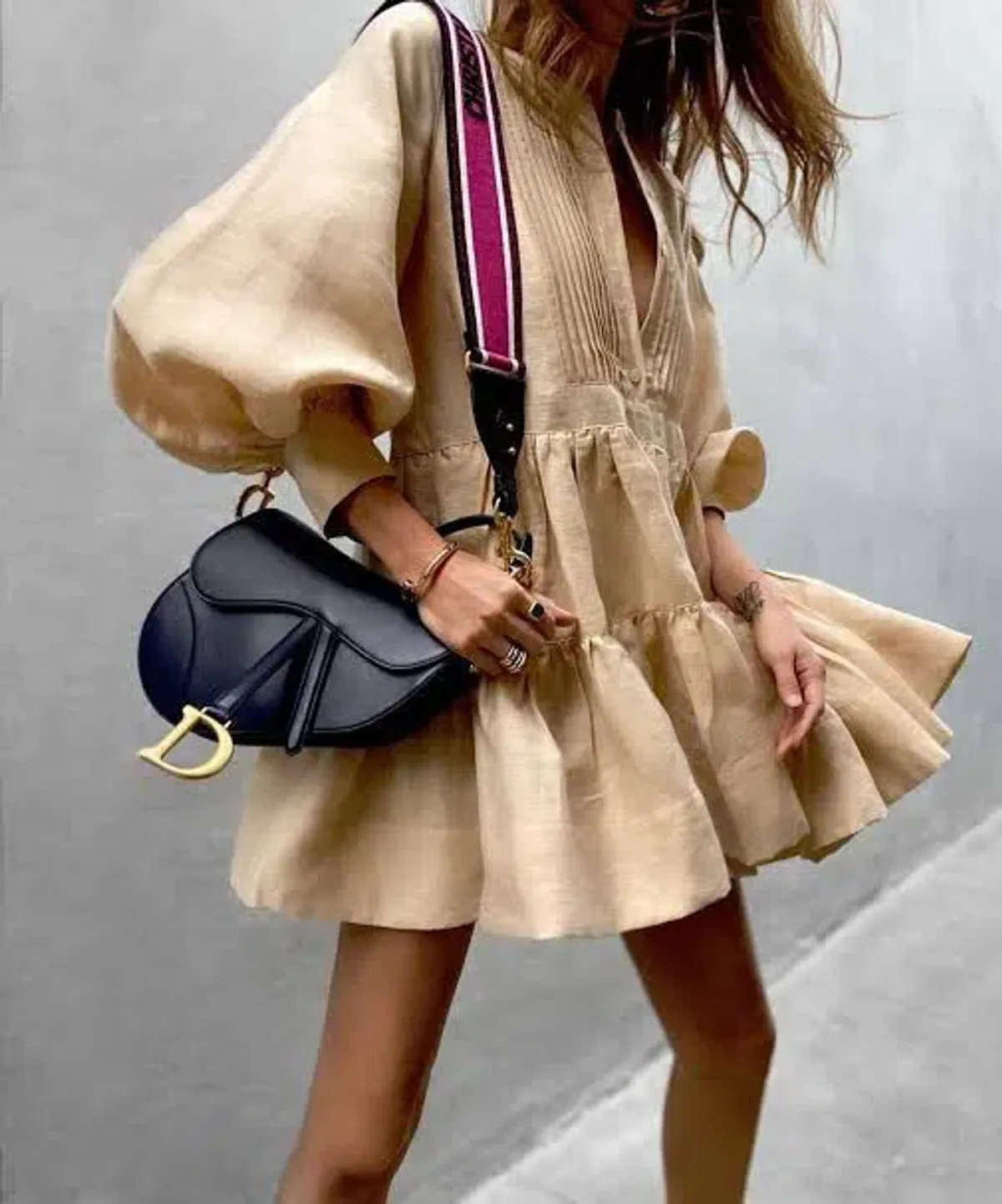 Shona Joy Savoye Linen Tuxedo Shirt Dress Biscuit Size 8 - Image 3