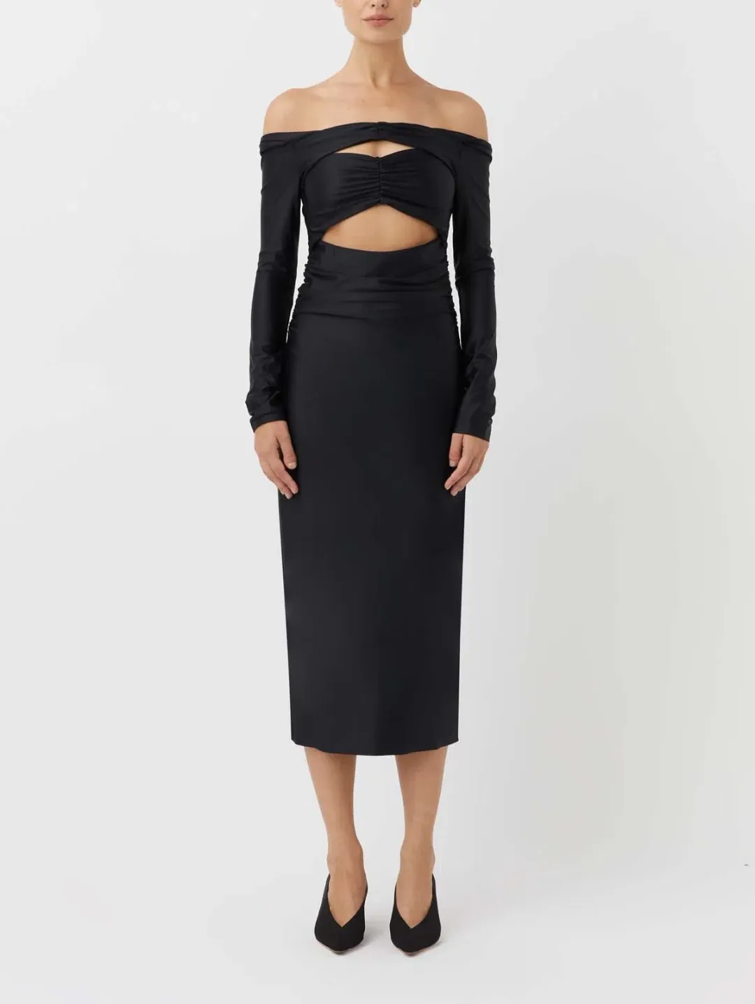 Camilla and Marc Berkley Off Shoulder Midi Dress Black Size 6 for rent on The Volte - main image