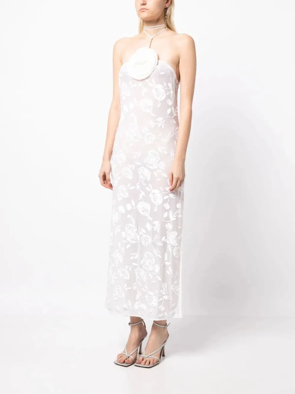 Magda Butrym Flower Applique Ivory Midi Dress White Size 34/AU 6 - Image 2