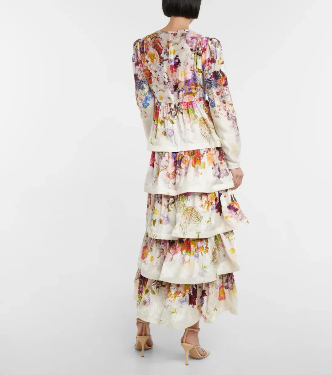 Zimmermann Prima Tiered Floral Midi-Dress Multi Floral Size 4/Au 16 for rent on The Volte - main image