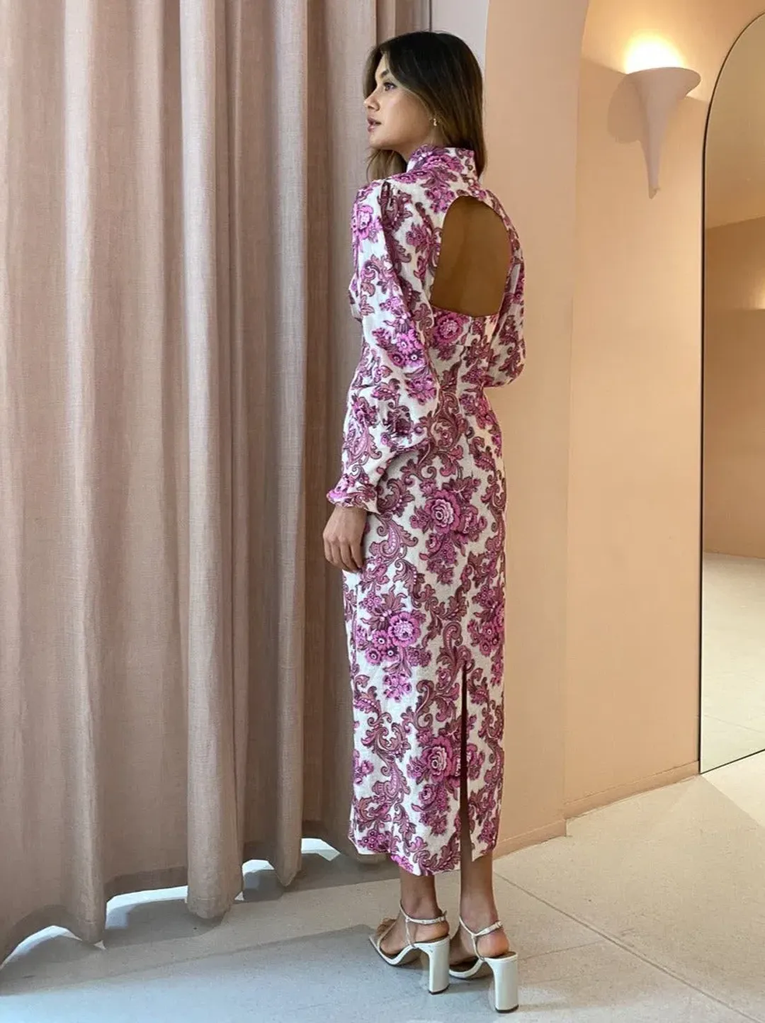 Alemais Isla Midi Dress in Magenta Size 10 for rent on The Volte - main image