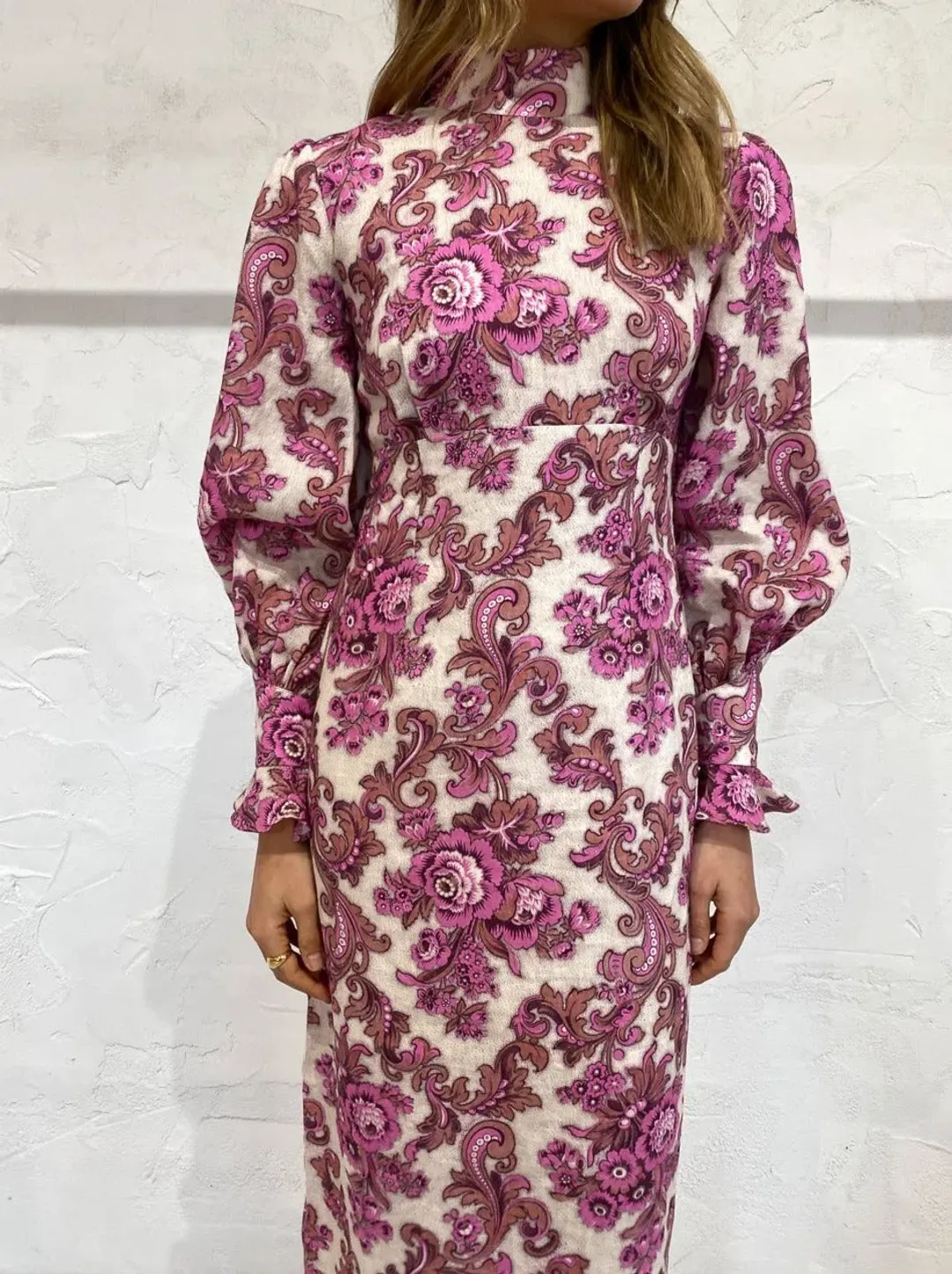 Alemais Isla Midi Dress in Magenta Size 10 for rent on The Volte - main image