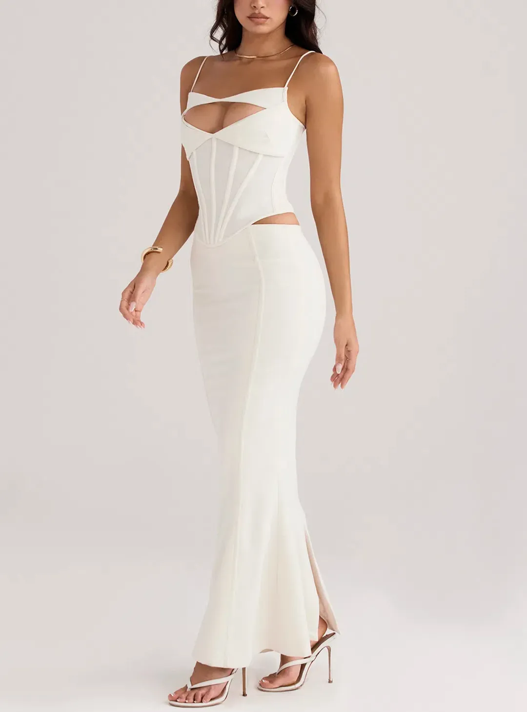 House of CB Paloma Corset Maxi Dress Ivory Size L / Au 12 for rent on The Volte - main image