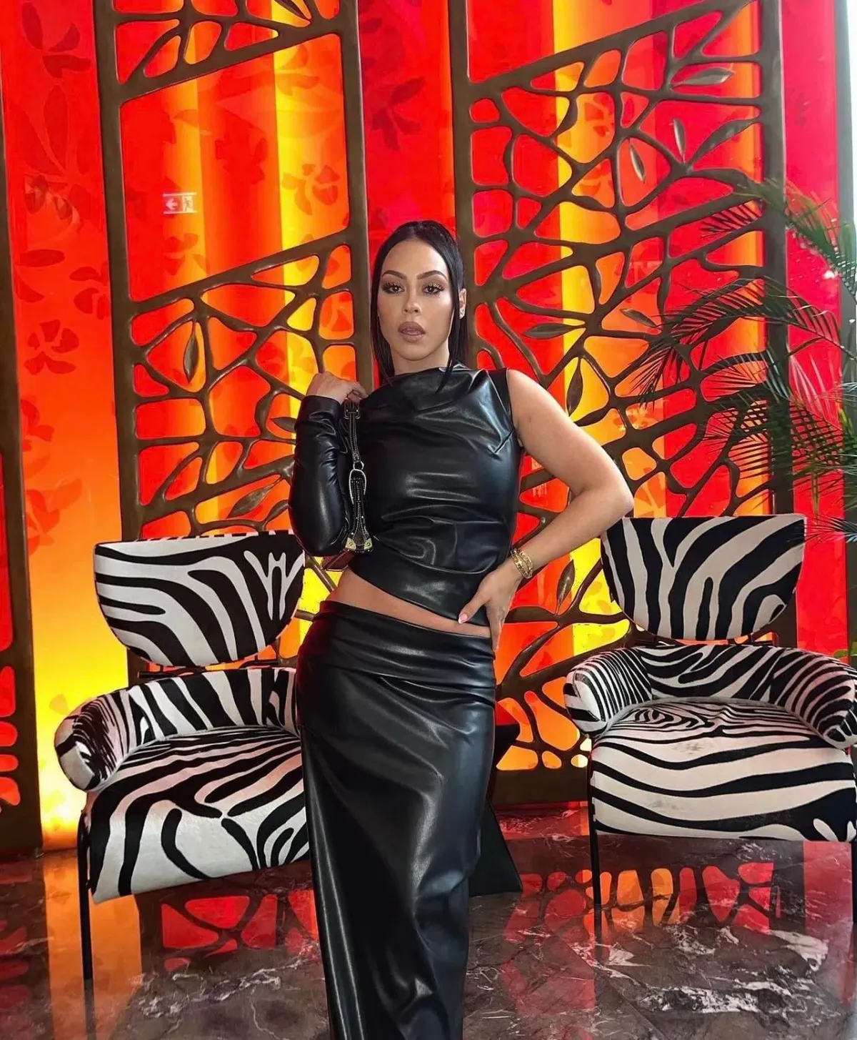 Effie Kats Tove Faux Leather Top and Skirt Set Black Size M / Au 10 - Image 3