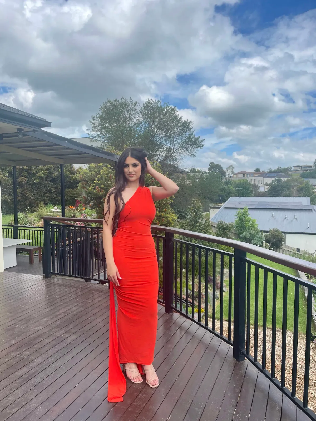 Melani The Label Constantina Gown in Tangerine Size 8 - Image 4