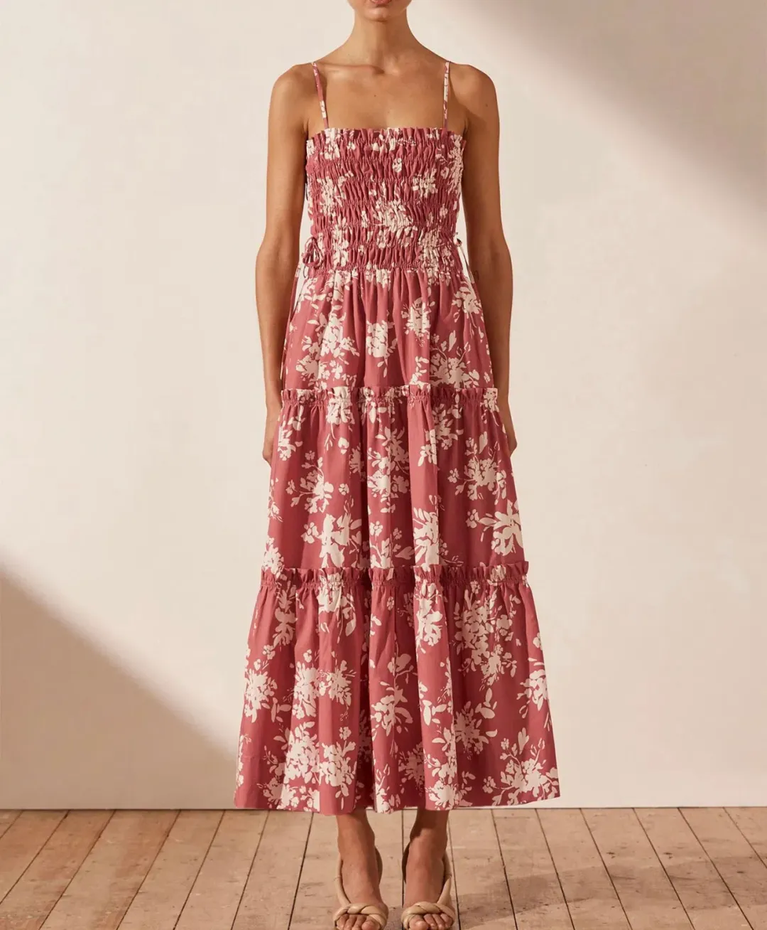 Shona Joy Cali Tiered Midi Dress Cali Print Size 8 for rent on The Volte - main image