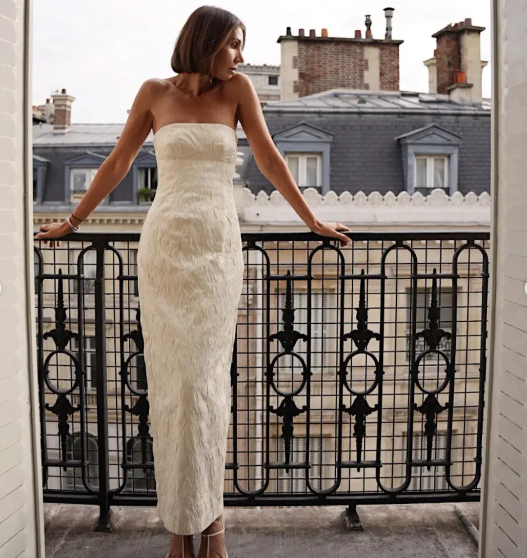 Sir the Label Etienne Column Gown Cream Size 8 for rent on The Volte - main image