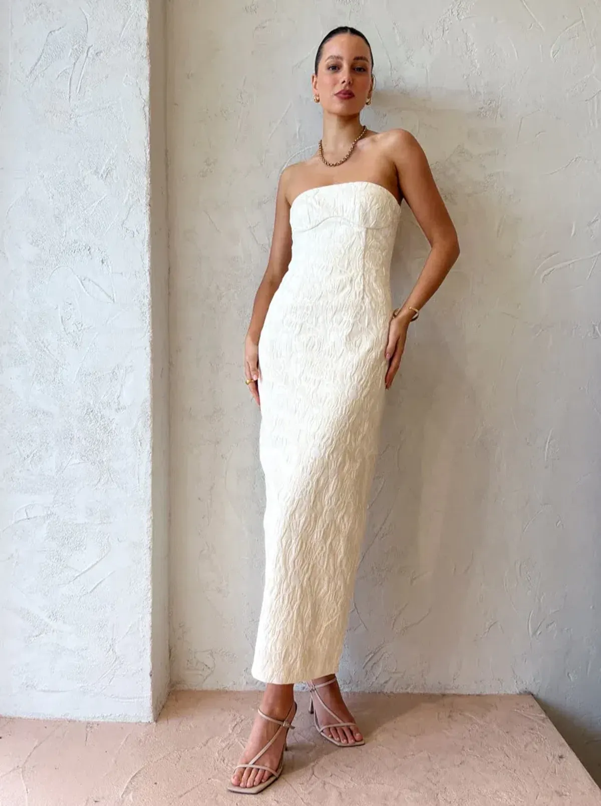 Sir the Label Etienne Column Gown Cream Size 8 - Image 2