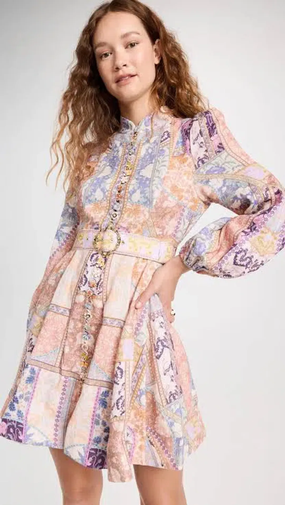 Zimmermann Kaleidoscope Buttoned Mini Dress Print Size 3 /AU 14 for rent on The Volte - main image