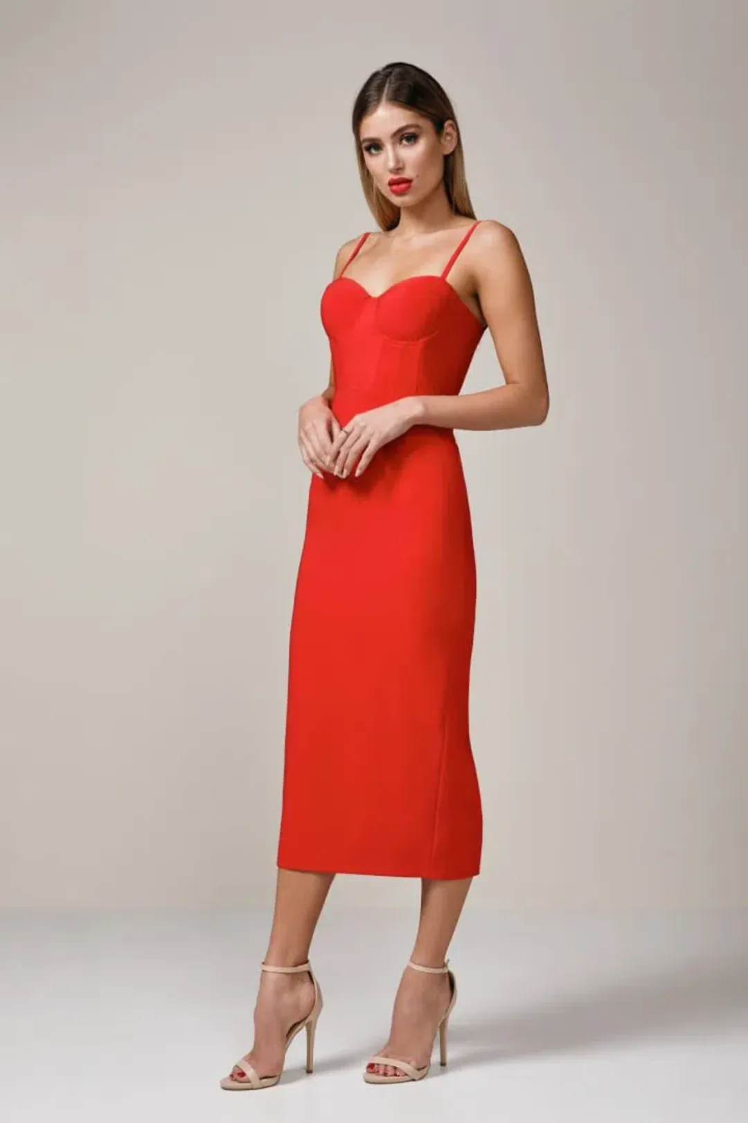 Elle Zeitoune Alannah Midi Dress in Red Size 6 for rent on The Volte - main image
