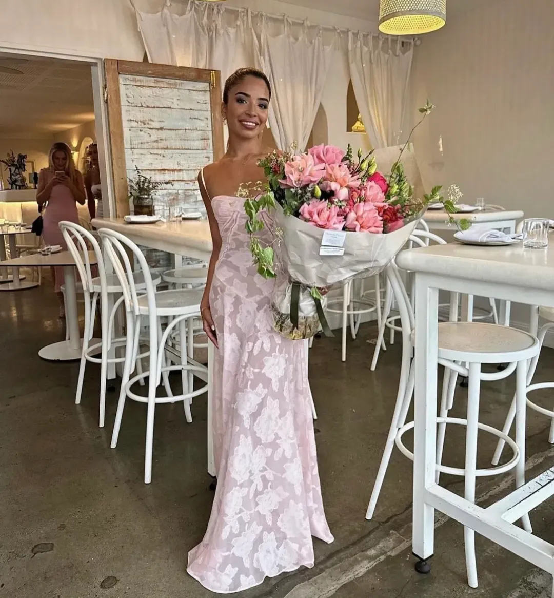 House of CB Seren Floral Lace Back Maxi Dress Blush Size S / AU 8 for rent on The Volte - main image