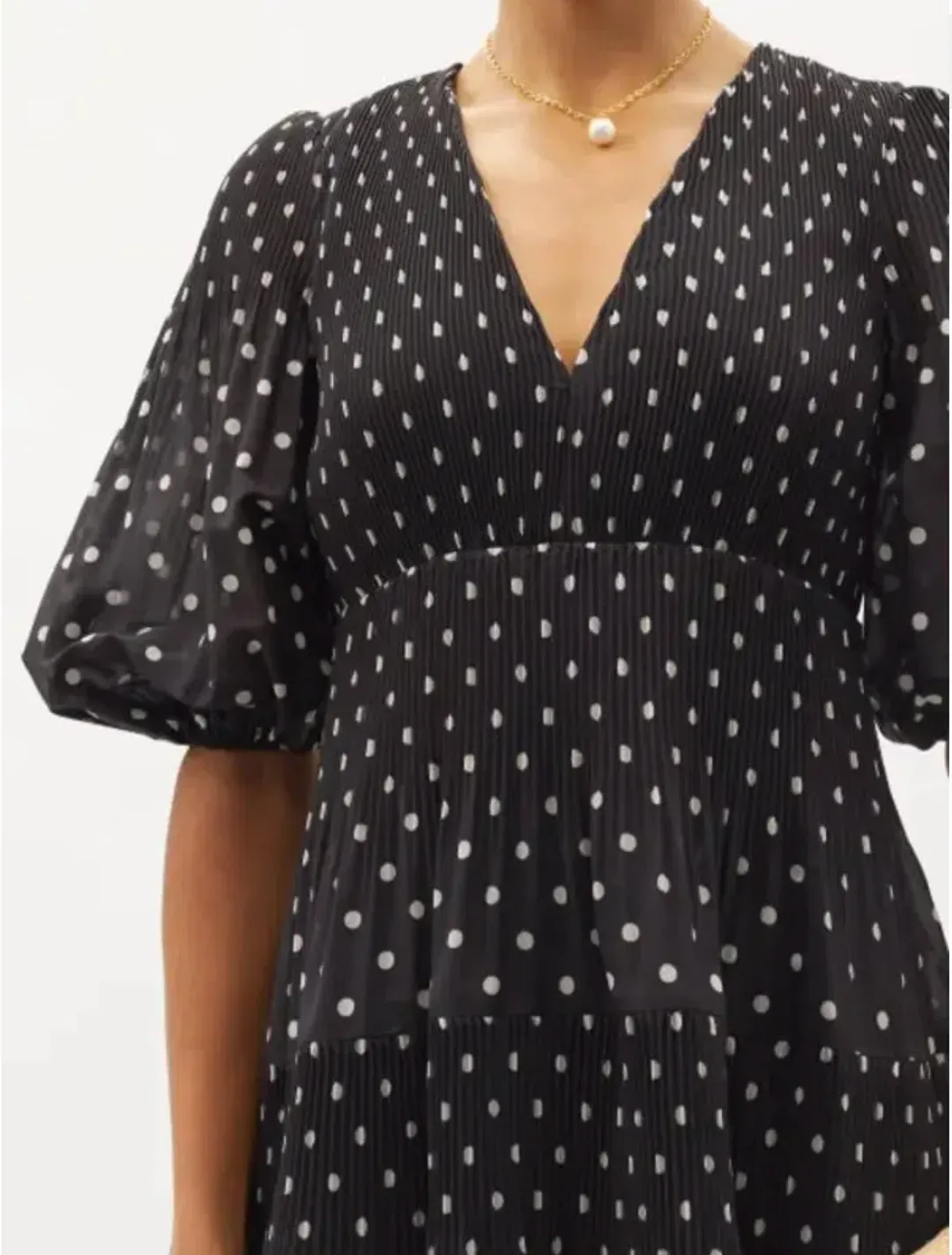 Zimmermann Polka-Dot Voile Puff Sleeve Midi Dress Black and White Size 1 / AU 10 for rent on The Volte - main image