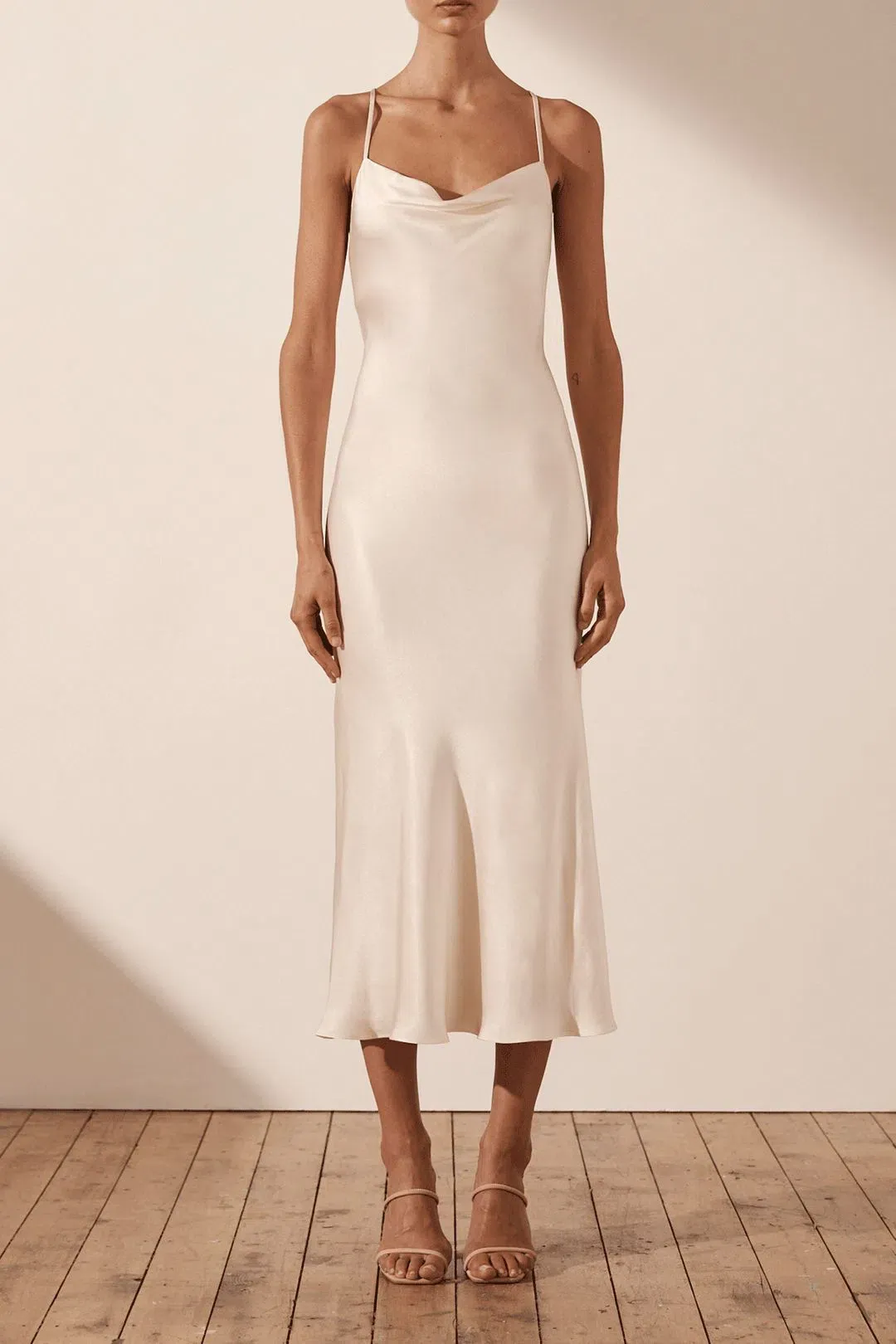 Shona Joy La Lune Backless Bias Midi Dress Cream Size 8 for rent on The Volte - main image