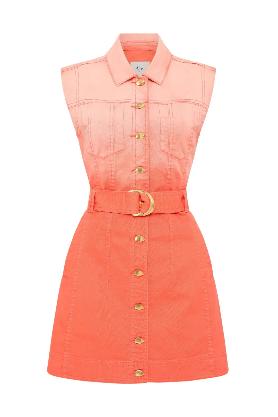 Aje Ember Ombre Denim Dress Orange Size 12 for rent on The Volte - main image
