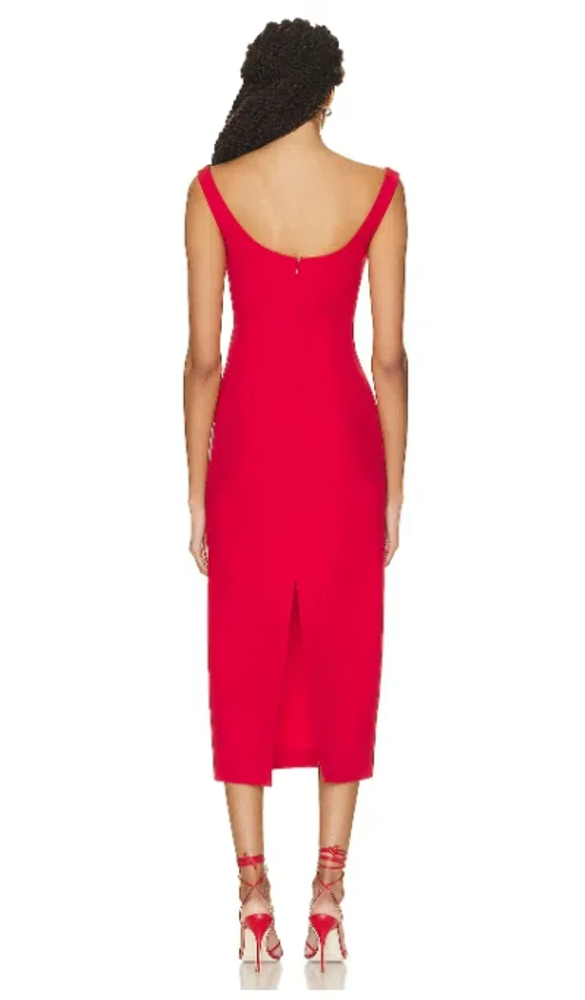 Roland Mouret Off Shoulder Diamante Midi Dress Red Size 12 - Image 3