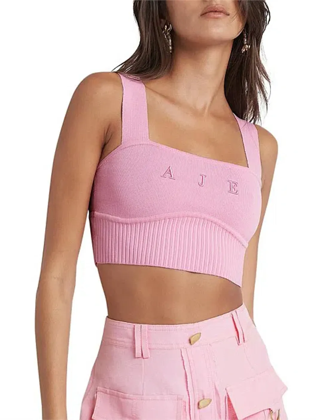 Aje Livadi Lucia Knit Logo Top Pink Size L / Au 12 for rent on The Volte - main image