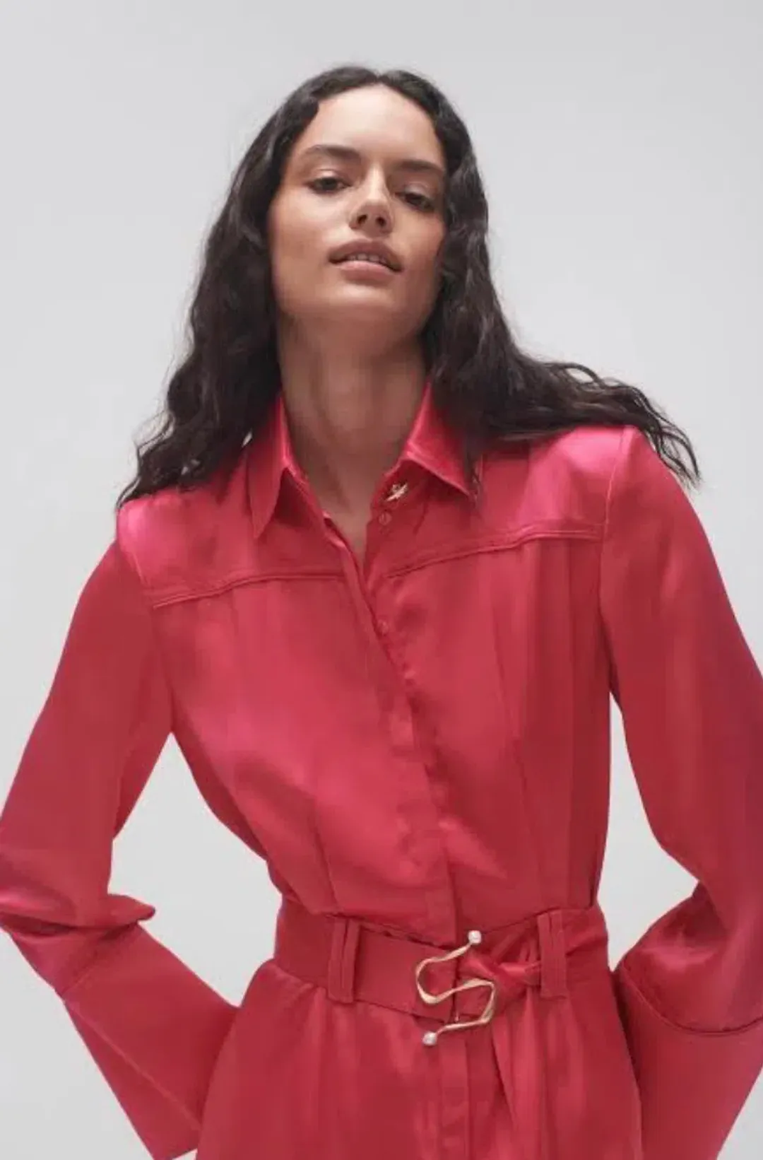 Aje Echo Belted Midi Shirt Dress Hot Pink Size 4 / XXS for rent on The Volte - main image