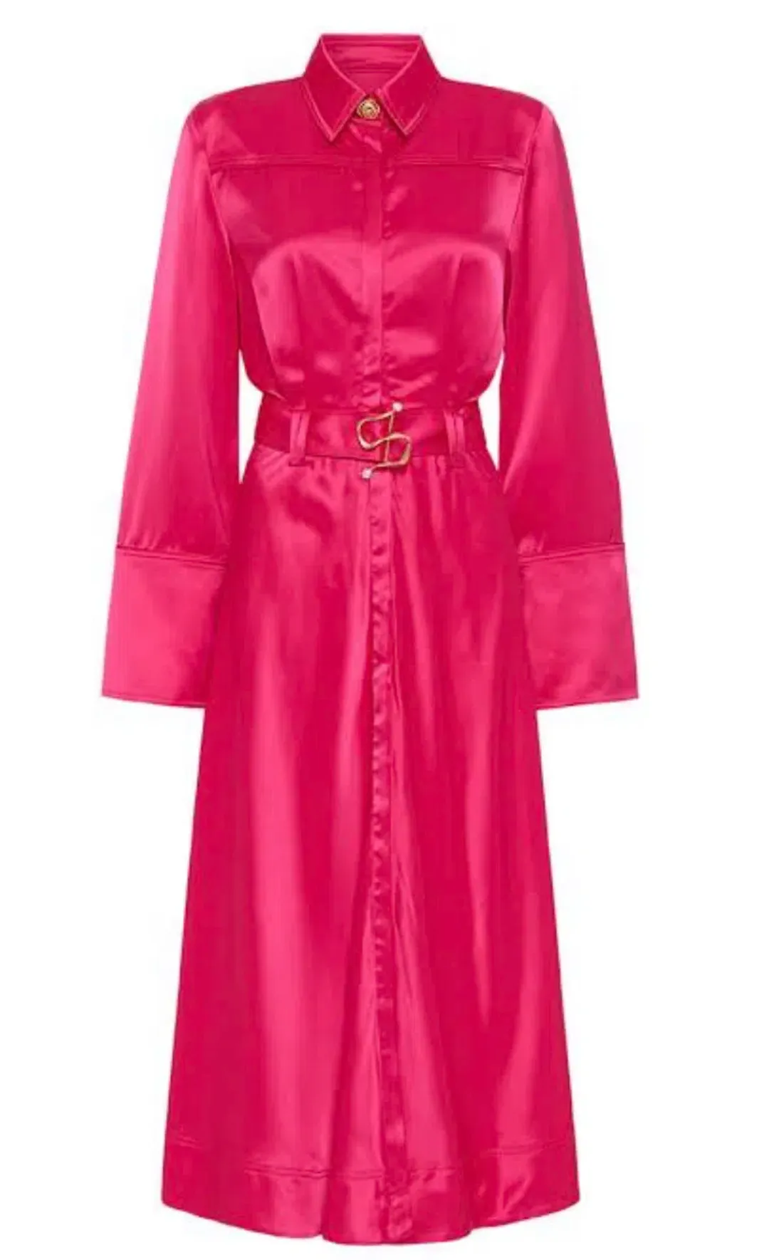 Aje Echo Belted Midi Shirt Dress Hot Pink Size 4 / XXS for rent on The Volte - main image