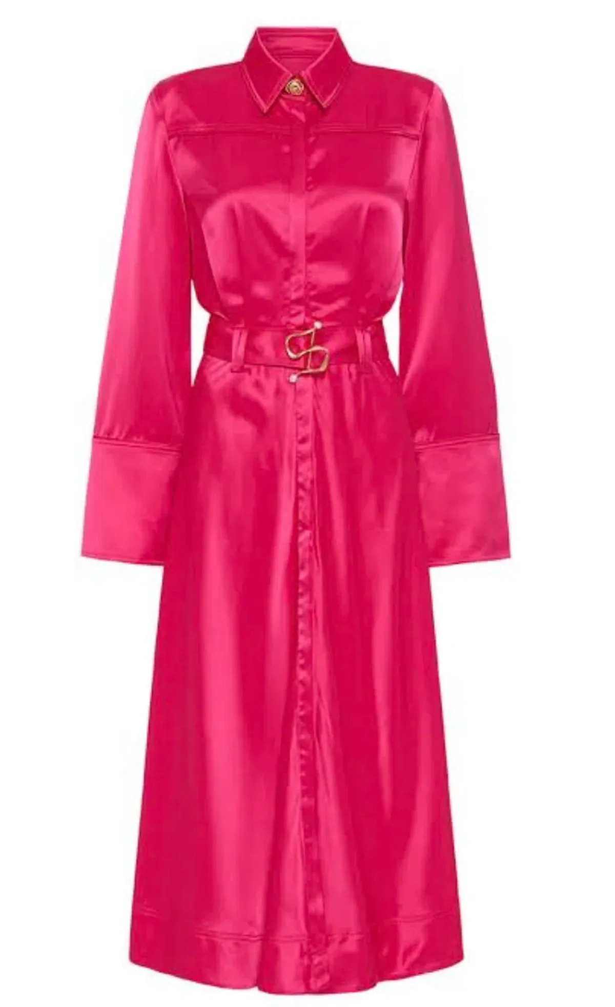 Aje Echo Belted Midi Shirt Dress Hot Pink Size 4 / XXS - Image 4