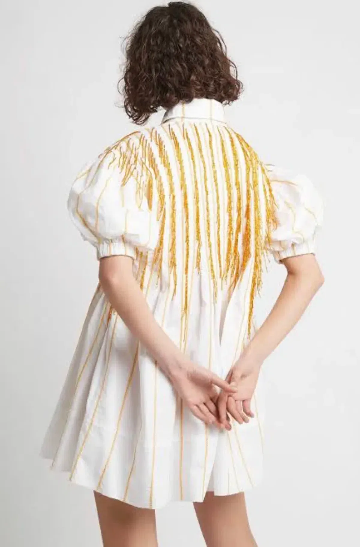 Aje Collective Beaded Mini Dress Ivory/Marigold Size 6 - Image 3