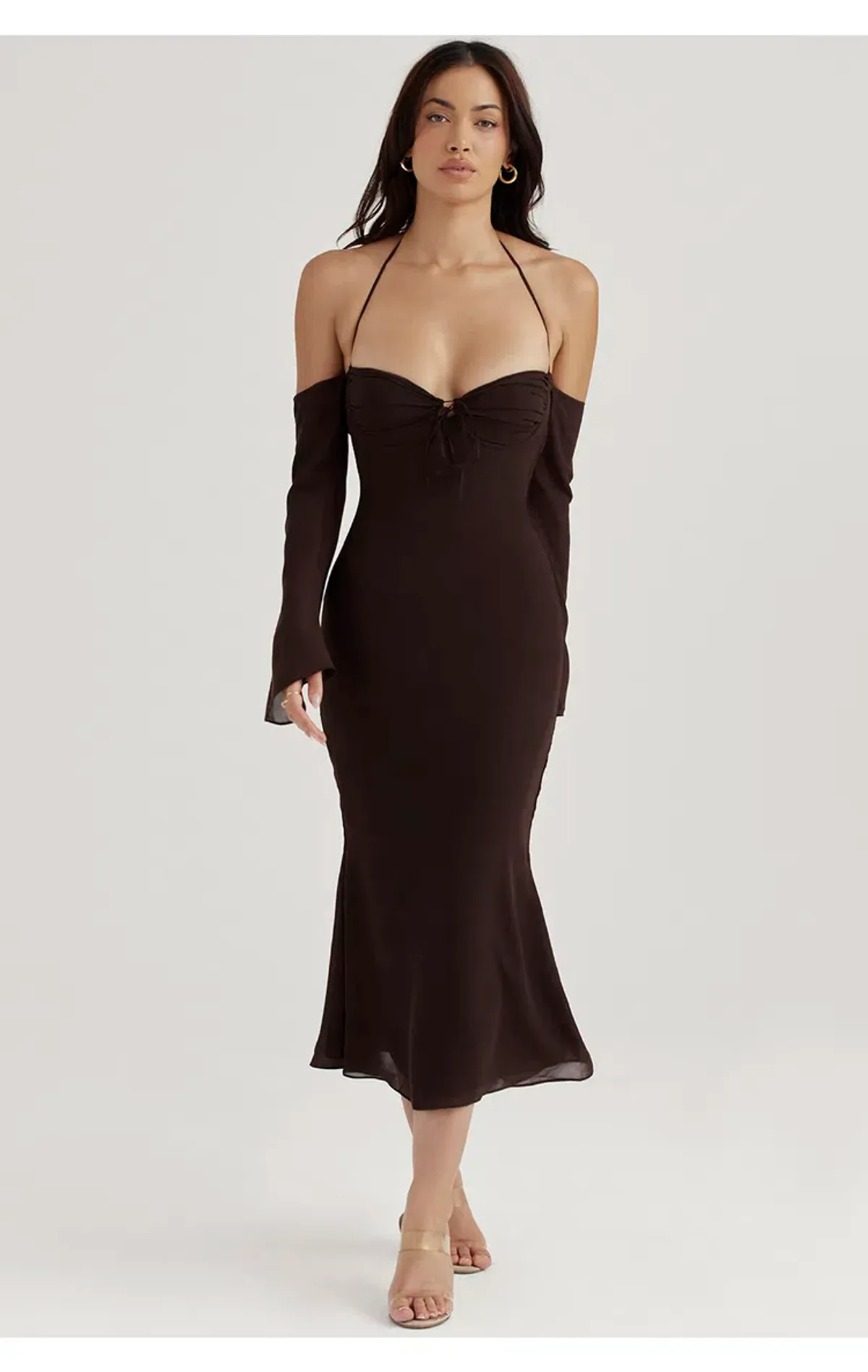 House of CB Naomi Halter Midi Dress Brown Size S / Au 8 - Image 3