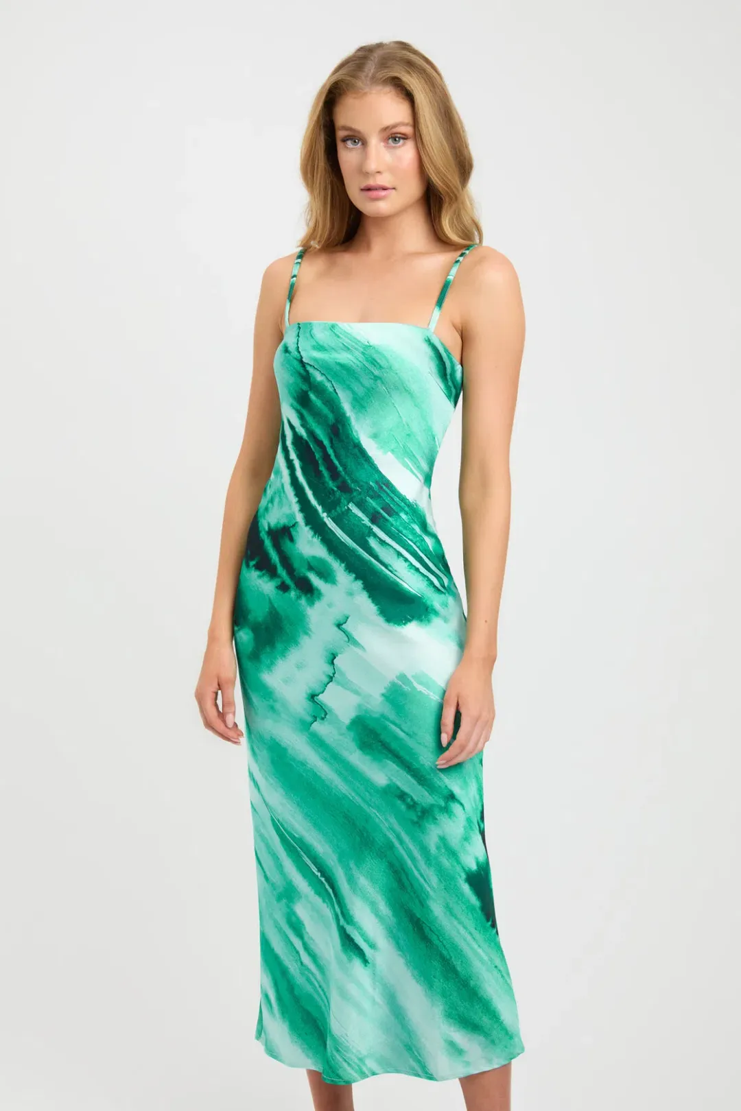 Kookai Gwen Slip Midi Dress Green Size 12 for rent on The Volte - main image