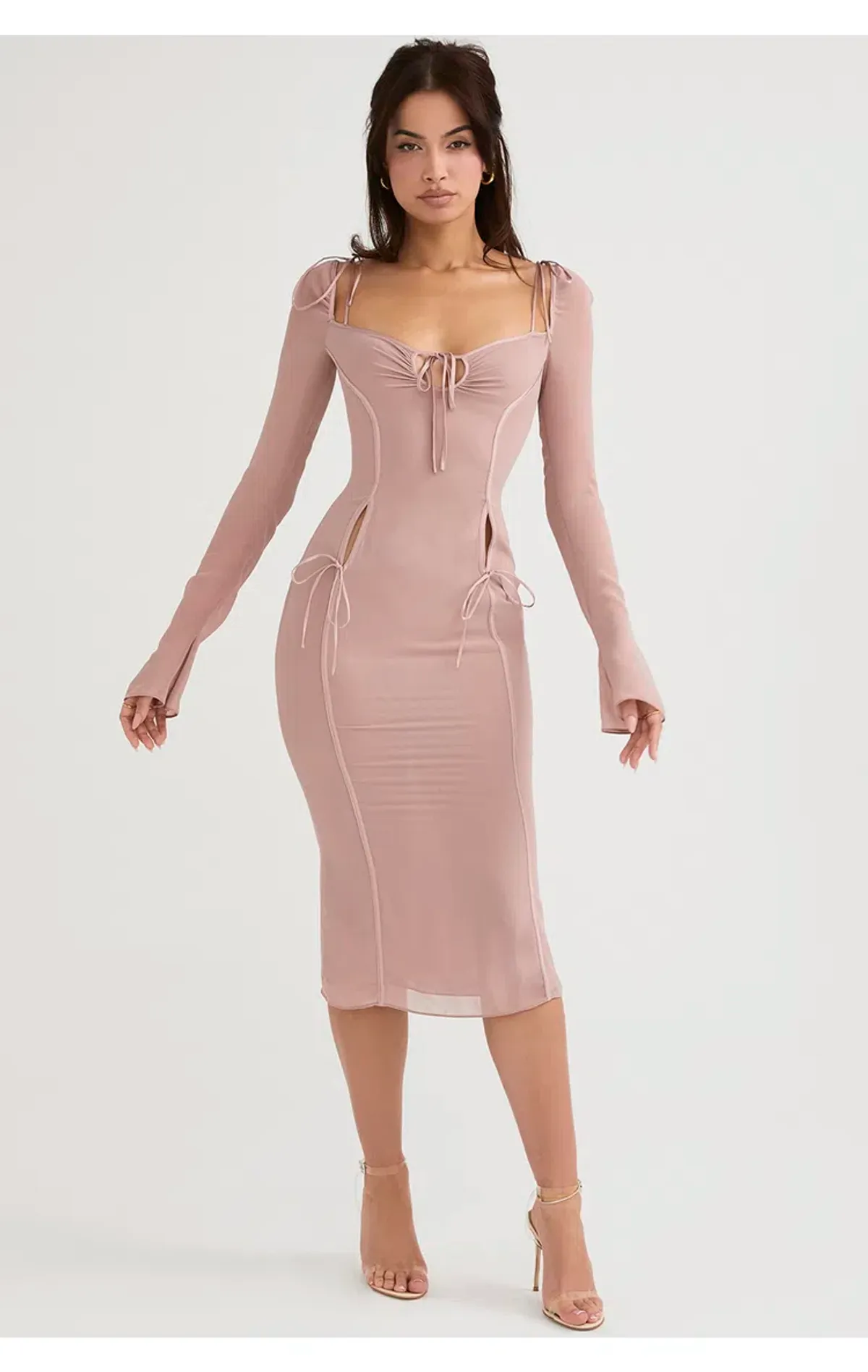 House of CB Ophelia Cutout Midi Dress Blush Size XL / Au 14 - Image 1