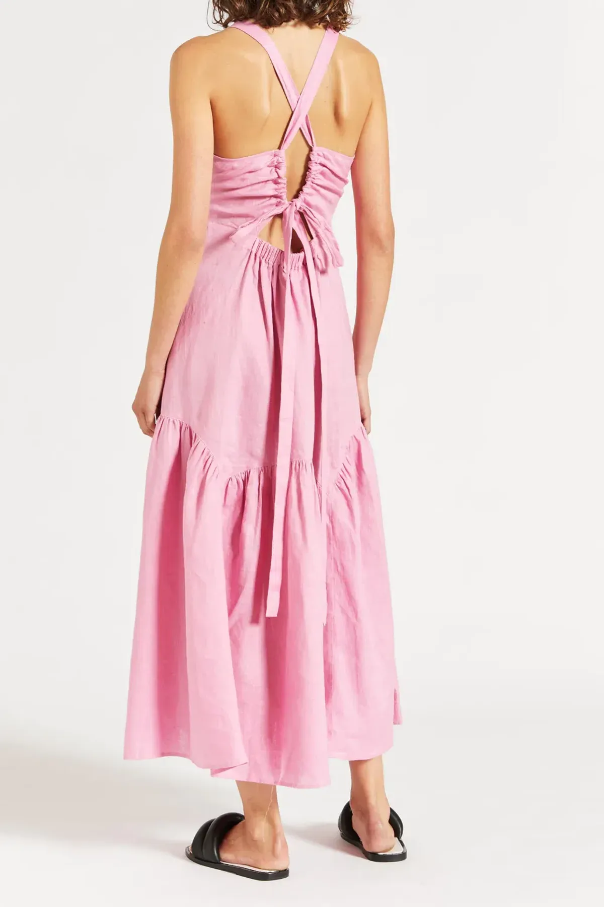 Lee Matthews Ali Linen Maxi Dress Pink Size 4 - Image 3