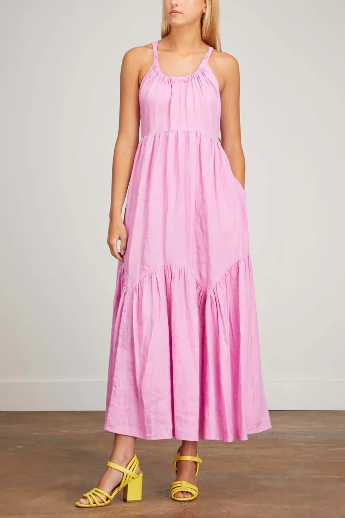 Lee Matthews Ali Linen Maxi Dress Pink Size 4 - Image 1