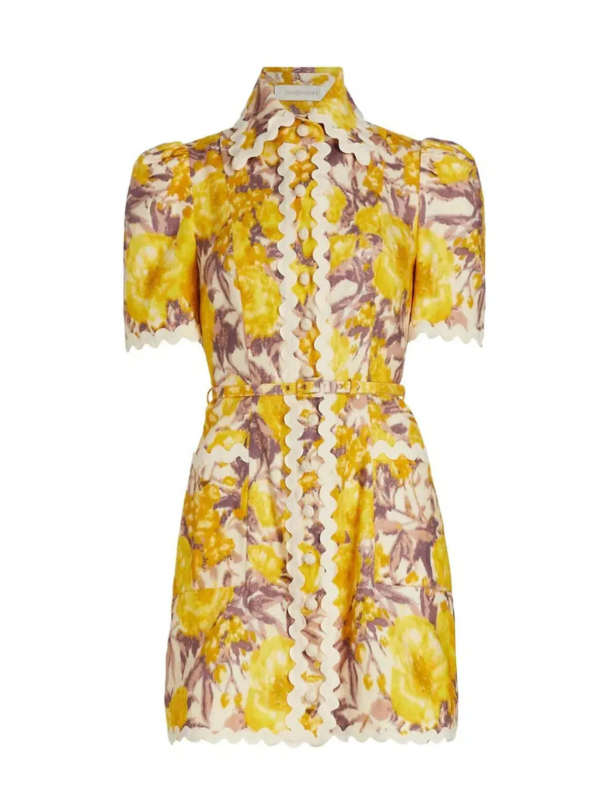 Zimmermann Ric Rac Mini Dress Yellow Floral Size 1/Au 10 - Image 3