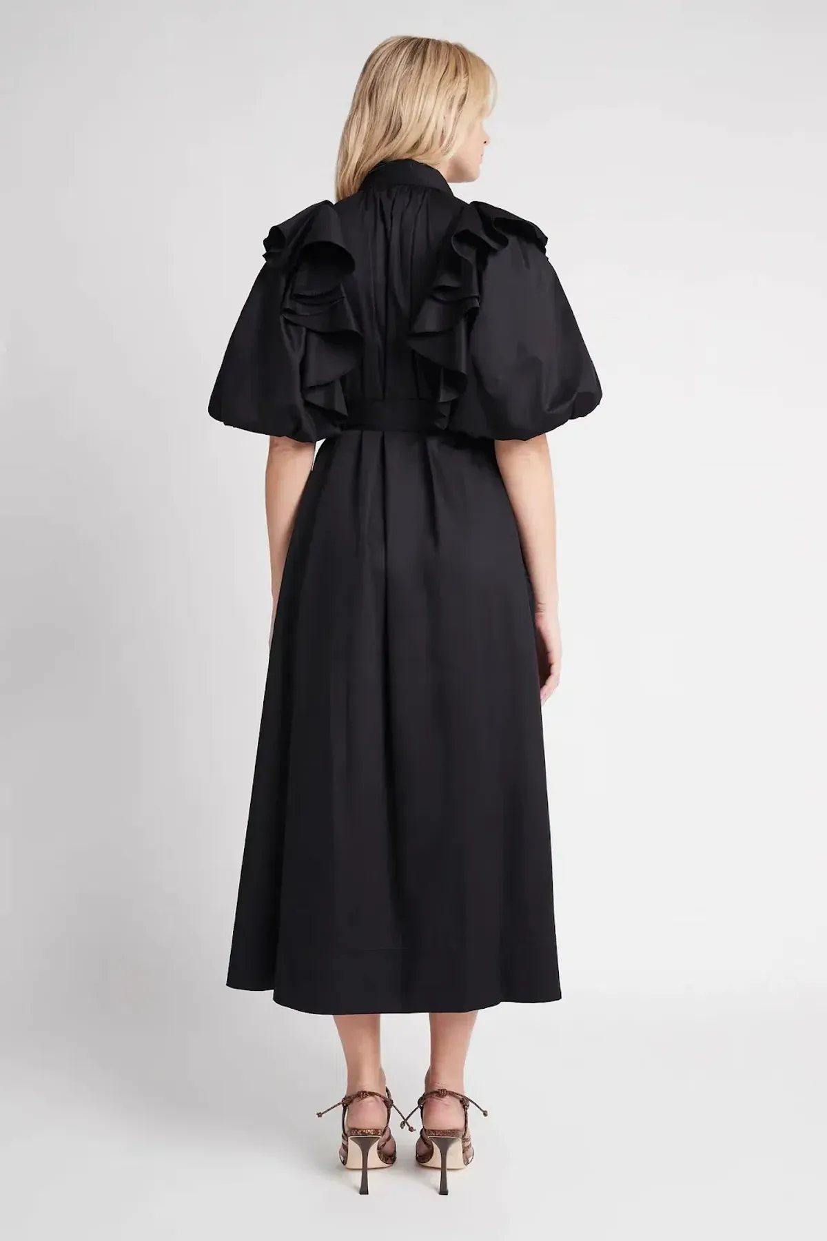 AJE  Poised Frill Sleeve Midi Dress Black Size 10  - Image 3