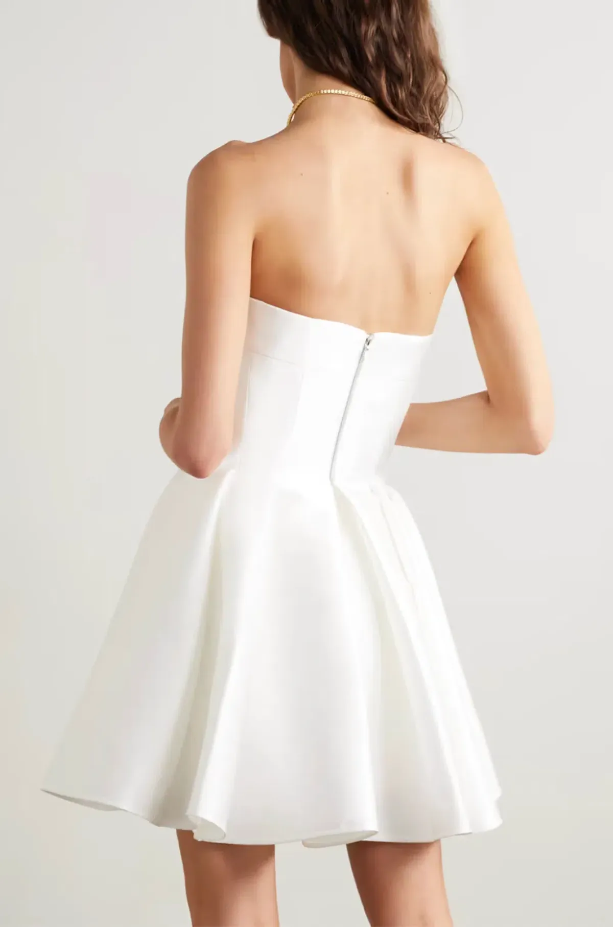 Rasario Strapless Pleated Satin Mini Dress White Size 8 - Image 2