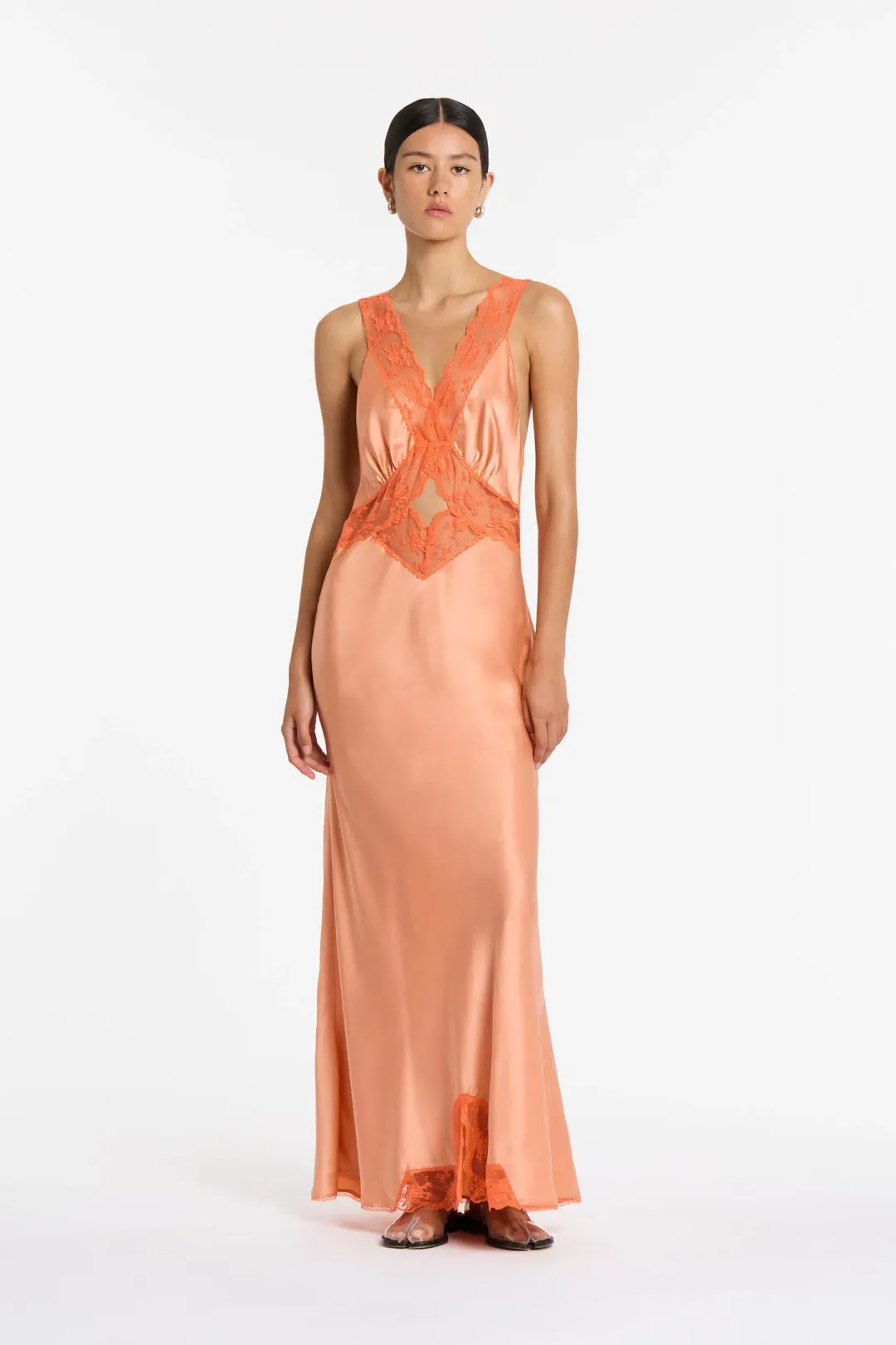 Aries Cut Out Maxi Dress Peach Size 8 for rent on The Volte - main image