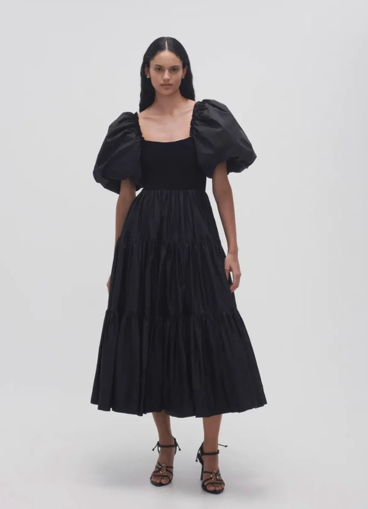 Aje Casa Puff Sleeve Midi Dress Black Size 8 - Image 1