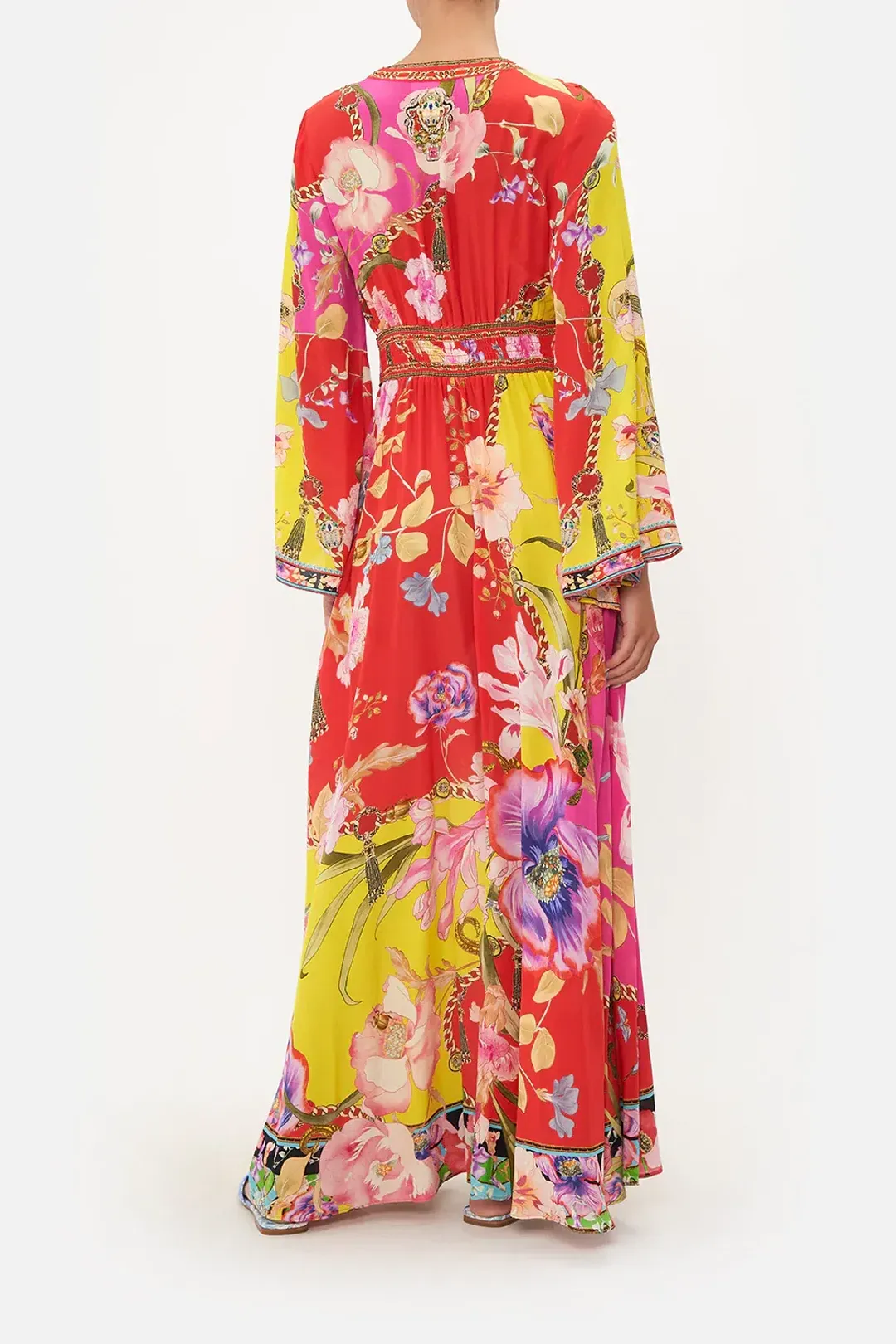 Camilla The Beetles Kimono Sleeve Dress With Shirring Detail & Matching Camilla Ring Scarf Clutch Floral Size XL/AU16 for rent on The Volte - main image
