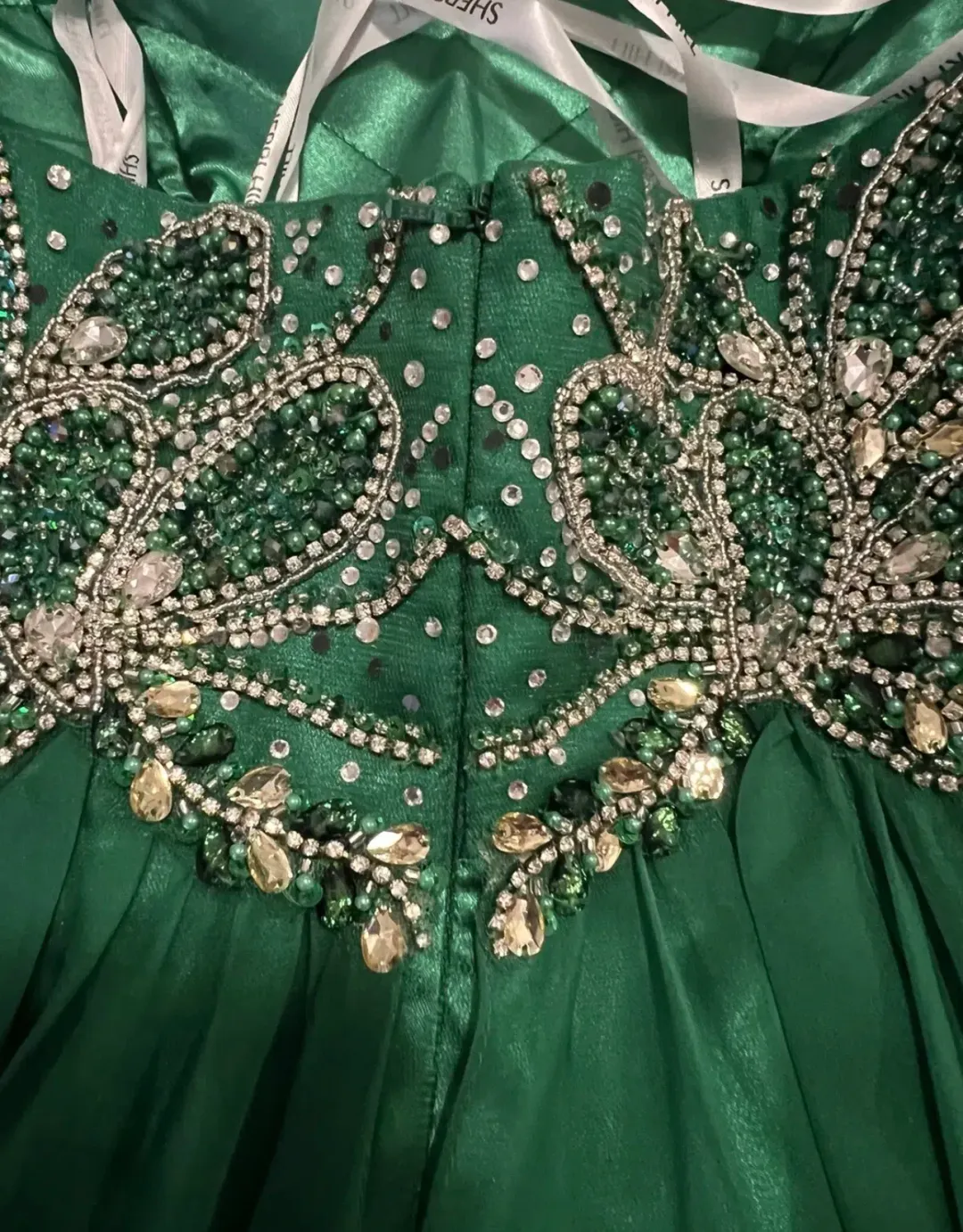 Sherri Hill 3907 Strapless Sweetheart Long Formal Dress Emerald Size 0 / Aus 4 for rent on The Volte - main image