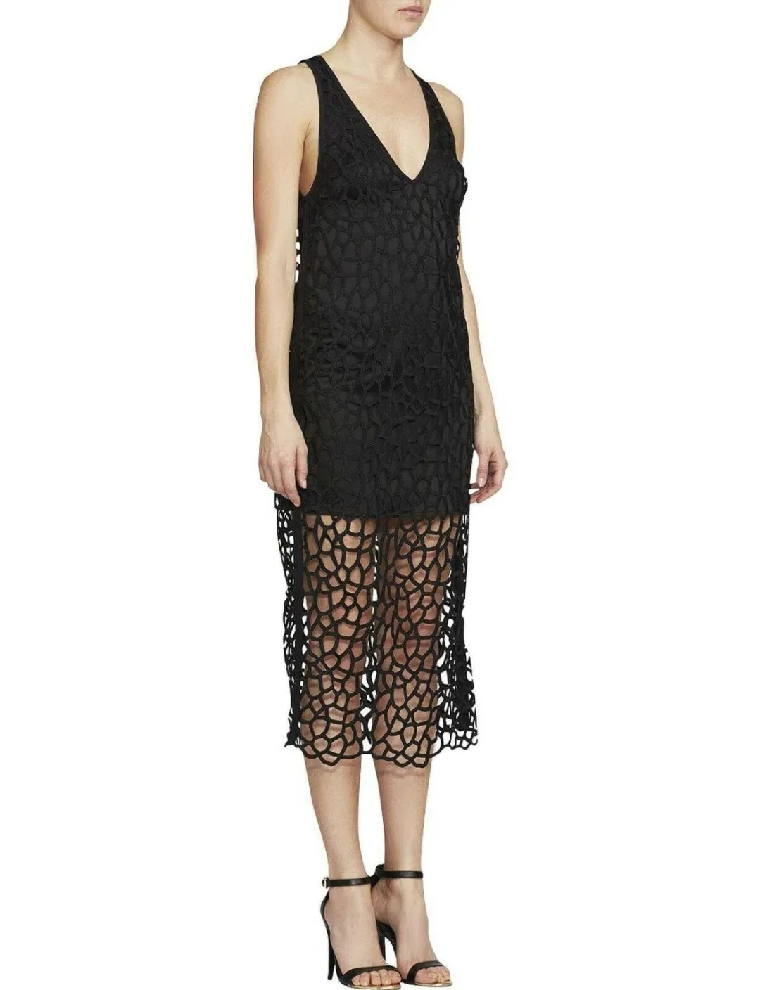 Camilla And Marc Cornelli Lace V Neck Midi Dress  Jet Black Size 12 for rent on The Volte - main image