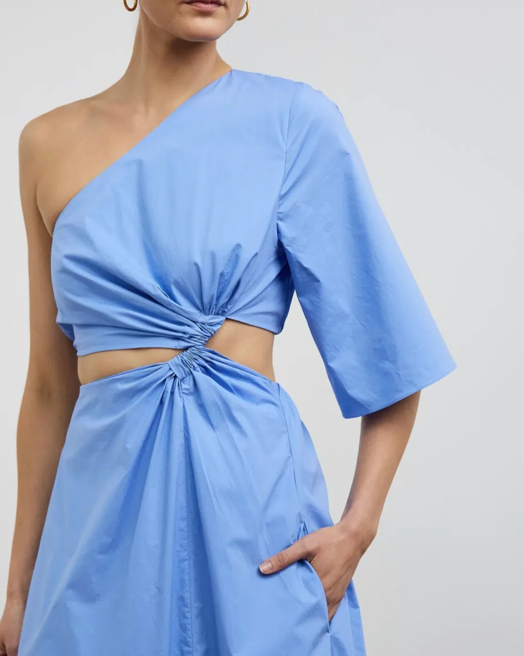 Camilla and Marc Wally One Shoulder Cut Out Maxi Dress in Sky Blue Size 10  for rent on The Volte - main image