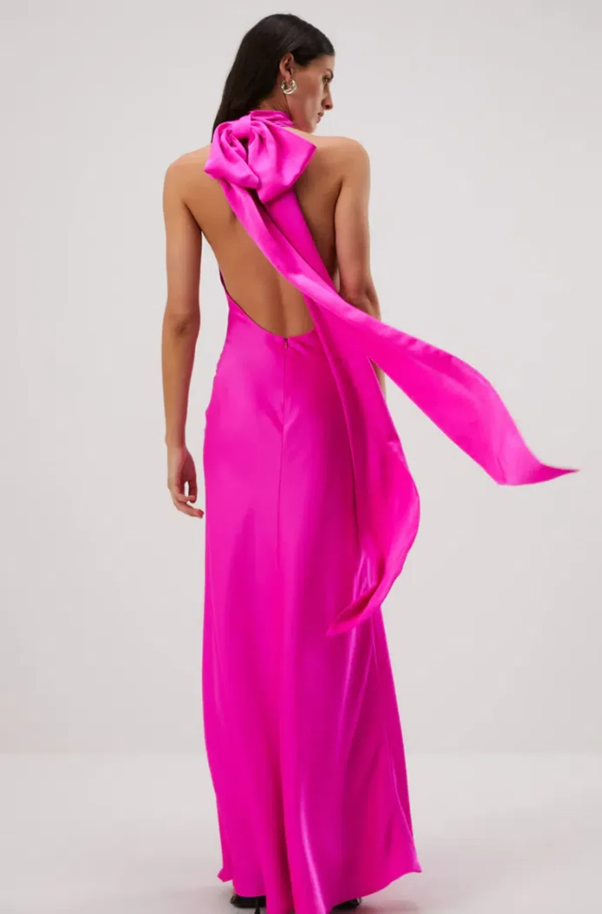 Misha Evianna Satin Gown Hot Pink Size 6/XS - Image 3